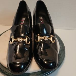 Women’s Patent Chain Loafer Shoes Black Size 41